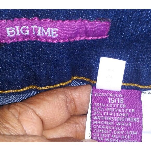 jeans BIG TIME BY SUPREME FASHION Dark wash skinny 15/16 stretch fancy pockets - Picture 7 of 9